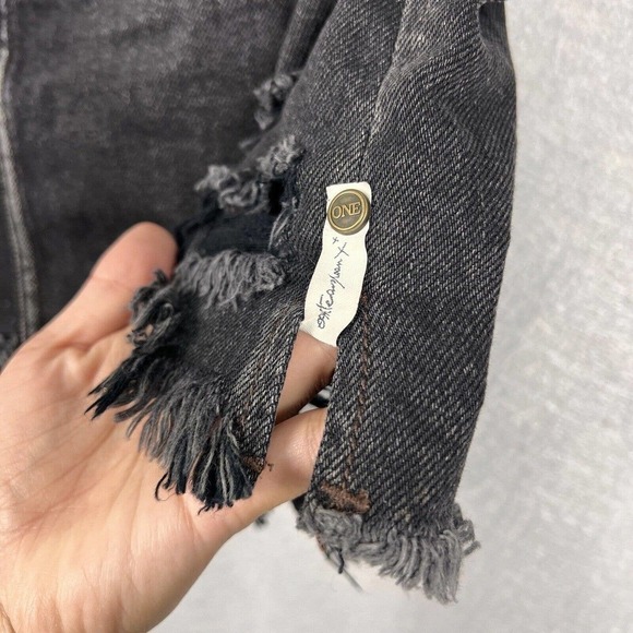 One Teaspoon Denim Skirt Size 30 Black 2020 Mini Distressed Raw Hem - Picture 9 of 12